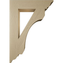 Ekena Millwork - BKTUR055X28X40LEC01RCPR - Timberthane Faux Wood Legacy Style Bracket, Traditional Ends, 5 1/2"W x 28"D x 40"H, Primed Tan
