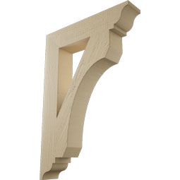 Ekena Millwork - BKTUR055X28X40LEC01RCPR - Timberthane Faux Wood Legacy Style Bracket, Traditional Ends, 5 1/2"W x 28"D x 40"H, Primed Tan