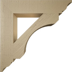 Ekena Millwork - BKTUR055X30X30LEC01RCPR - Timberthane Faux Wood Legacy Style Bracket, Traditional Ends, 5 1/2"W x 30"D x 30"H, Primed Tan