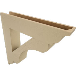 Ekena Millwork - BKTUR055X30X30LEC01RCPR - Timberthane Faux Wood Legacy Style Bracket, Traditional Ends, 5 1/2"W x 30"D x 30"H, Primed Tan