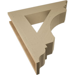 Ekena Millwork - BKTUR055X30X30LEC01RCPR - Timberthane Faux Wood Legacy Style Bracket, Traditional Ends, 5 1/2"W x 30"D x 30"H, Primed Tan