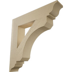 Ekena Millwork - BKTUR055X30X30LEC01RCPR - Timberthane Faux Wood Legacy Style Bracket, Traditional Ends, 5 1/2"W x 30"D x 30"H, Primed Tan