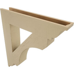 Ekena Millwork - BKTUR055X30X34LEC01RCPR - Timberthane Faux Wood Legacy Style Bracket, Traditional Ends, 5 1/2"W x 30"D x 34"H, Primed Tan