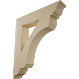 Ekena Millwork - BKTUR055X30X34LEC01RCPR - Timberthane Faux Wood Legacy Style Bracket, Traditional Ends, 5 1/2"W x 30"D x 34"H, Primed Tan