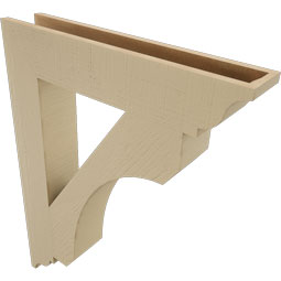 Ekena Millwork - BKTUR055X30X38LEC01RCPR - Timberthane Faux Wood Legacy Style Bracket, Traditional Ends, 5 1/2"W x 30"D x 38"H, Primed Tan