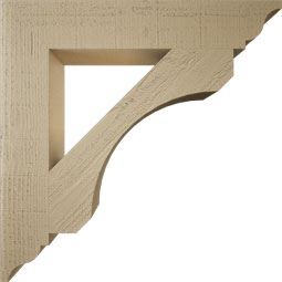 Ekena Millwork - BKTUR055X32X32LEC01RCPR - Timberthane Faux Wood Legacy Style Bracket, Traditional Ends, 5 1/2"W x 32"D x 32"H, Primed Tan