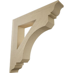 Ekena Millwork - BKTUR055X32X32LEC01RCPR - Timberthane Faux Wood Legacy Style Bracket, Traditional Ends, 5 1/2"W x 32"D x 32"H, Primed Tan
