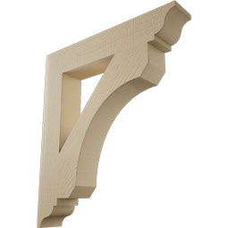 Ekena Millwork - BKTUR055X32X36LEC01RCPR - Timberthane Faux Wood Legacy Style Bracket, Traditional Ends, 5 1/2"W x 32"D x 36"H, Primed Tan