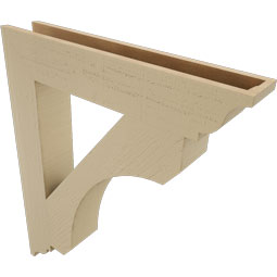 Ekena Millwork - BKTUR055X32X38LEC01RCPR - Timberthane Faux Wood Legacy Style Bracket, Traditional Ends, 5 1/2"W x 32"D x 38"H, Primed Tan