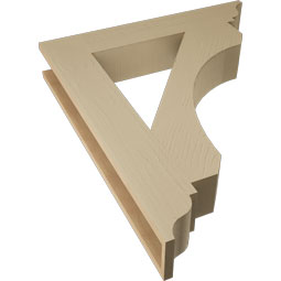 Ekena Millwork - BKTUR055X32X38LEC01RCPR - Timberthane Faux Wood Legacy Style Bracket, Traditional Ends, 5 1/2"W x 32"D x 38"H, Primed Tan