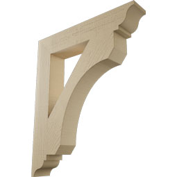Ekena Millwork - BKTUR055X32X38LEC01RCPR - Timberthane Faux Wood Legacy Style Bracket, Traditional Ends, 5 1/2"W x 32"D x 38"H, Primed Tan