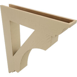 Ekena Millwork - BKTUR055X32X40LEC01RCPR - Timberthane Faux Wood Legacy Style Bracket, Traditional Ends, 5 1/2"W x 32"D x 40"H, Primed Tan