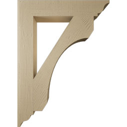 Ekena Millwork - BKTUR055X32X44LEC01RCPR - Timberthane Faux Wood Legacy Style Bracket, Traditional Ends, 5 1/2"W x 32"D x 44"H, Primed Tan