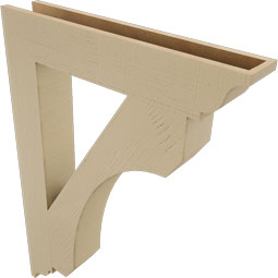 Ekena Millwork - BKTUR055X32X44LEC01RCPR - Timberthane Faux Wood Legacy Style Bracket, Traditional Ends, 5 1/2"W x 32"D x 44"H, Primed Tan