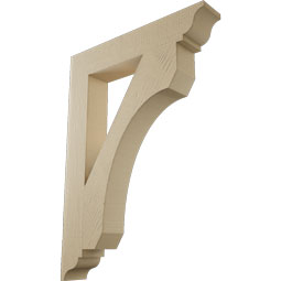 Ekena Millwork - BKTUR055X32X44LEC01RCPR - Timberthane Faux Wood Legacy Style Bracket, Traditional Ends, 5 1/2"W x 32"D x 44"H, Primed Tan