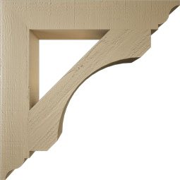 Ekena Millwork - BKTUR055X34X34LEC01RCPR - Timberthane Faux Wood Legacy Style Bracket, Traditional Ends, 5 1/2"W x 34"D x 34"H, Primed Tan