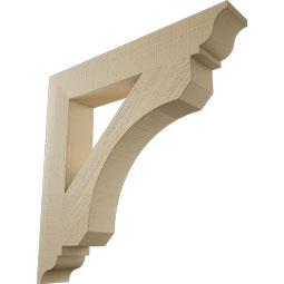 Ekena Millwork - BKTUR055X34X34LEC01RCPR - Timberthane Faux Wood Legacy Style Bracket, Traditional Ends, 5 1/2"W x 34"D x 34"H, Primed Tan