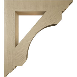 Ekena Millwork - BKTUR055X34X38LEC01RCPR - Timberthane Faux Wood Legacy Style Bracket, Traditional Ends, 5 1/2"W x 34"D x 38"H, Primed Tan
