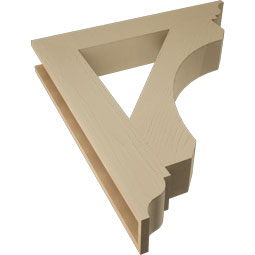 Ekena Millwork - BKTUR055X34X38LEC01RCPR - Timberthane Faux Wood Legacy Style Bracket, Traditional Ends, 5 1/2"W x 34"D x 38"H, Primed Tan