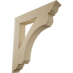 Ekena Millwork - BKTUR055X34X38LEC01RCPR - Timberthane Faux Wood Legacy Style Bracket, Traditional Ends, 5 1/2"W x 34"D x 38"H, Primed Tan
