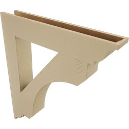 Ekena Millwork - BKTUR055X34X40LEC01RCPR - Timberthane Faux Wood Legacy Style Bracket, Traditional Ends, 5 1/2"W x 34"D x 40"H, Primed Tan