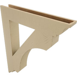 Ekena Millwork - BKTUR055X34X42LEC01RCPR - Timberthane Faux Wood Legacy Style Bracket, Traditional Ends, 5 1/2"W x 34"D x 42"H, Primed Tan