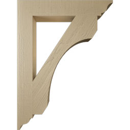 Ekena Millwork - BKTUR055X34X46LEC01RCPR - Timberthane Faux Wood Legacy Style Bracket, Traditional Ends, 5 1/2"W x 34"D x 46"H, Primed Tan