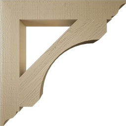 Ekena Millwork - BKTUR055X36X36LEC01RCPR - Timberthane Faux Wood Legacy Style Bracket, Traditional Ends, 5 1/2"W x 36"D x 36"H, Primed Tan