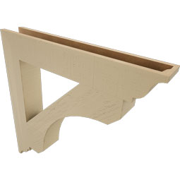 Ekena Millwork - BKTUR055X36X36LEC01RCPR - Timberthane Faux Wood Legacy Style Bracket, Traditional Ends, 5 1/2"W x 36"D x 36"H, Primed Tan