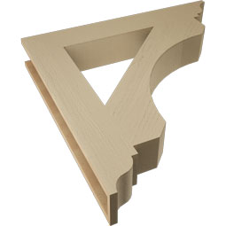 Ekena Millwork - BKTUR055X36X36LEC01RCPR - Timberthane Faux Wood Legacy Style Bracket, Traditional Ends, 5 1/2"W x 36"D x 36"H, Primed Tan