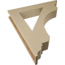 Ekena Millwork - BKTUR055X36X40LEC01RCPR - Timberthane Faux Wood Legacy Style Bracket, Traditional Ends, 5 1/2"W x 36"D x 40"H, Primed Tan