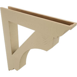 Ekena Millwork - BKTUR055X36X42LEC01RCPR - Timberthane Faux Wood Legacy Style Bracket, Traditional Ends, 5 1/2"W x 36"D x 42"H, Primed Tan