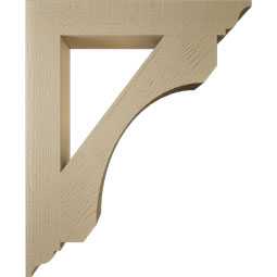 Ekena Millwork - BKTUR055X36X44LEC01RCPR - Timberthane Faux Wood Legacy Style Bracket, Traditional Ends, 5 1/2"W x 36"D x 44"H, Primed Tan