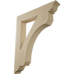 Ekena Millwork - BKTUR055X36X44LEC01RCPR - Timberthane Faux Wood Legacy Style Bracket, Traditional Ends, 5 1/2"W x 36"D x 44"H, Primed Tan