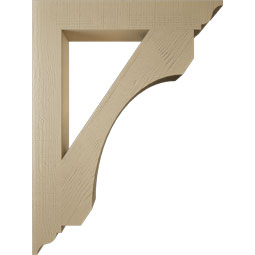 Ekena Millwork - BKTUR055X36X48LEC01RCPR - Timberthane Faux Wood Legacy Style Bracket, Traditional Ends, 5 1/2"W x 36"D x 48"H, Primed Tan