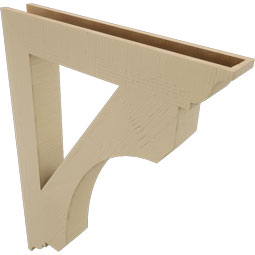 Ekena Millwork - BKTUR055X36X48LEC01RCPR - Timberthane Faux Wood Legacy Style Bracket, Traditional Ends, 5 1/2"W x 36"D x 48"H, Primed Tan
