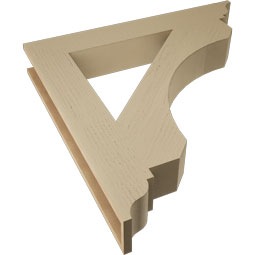 Ekena Millwork - BKTUR055X38X38LEC01RCPR - Timberthane Faux Wood Legacy Style Bracket, Traditional Ends, 5 1/2"W x 38"D x 38"H, Primed Tan