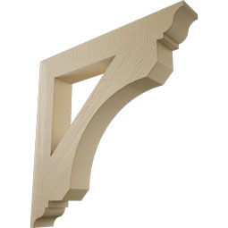 Ekena Millwork - BKTUR055X38X38LEC01RCPR - Timberthane Faux Wood Legacy Style Bracket, Traditional Ends, 5 1/2"W x 38"D x 38"H, Primed Tan