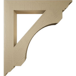 Ekena Millwork - BKTUR055X38X42LEC01RCPR - Timberthane Faux Wood Legacy Style Bracket, Traditional Ends, 5 1/2"W x 38"D x 42"H, Primed Tan