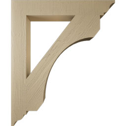 Ekena Millwork - BKTUR055X38X46LEC01RCPR - Timberthane Faux Wood Legacy Style Bracket, Traditional Ends, 5 1/2"W x 38"D x 46"H, Primed Tan