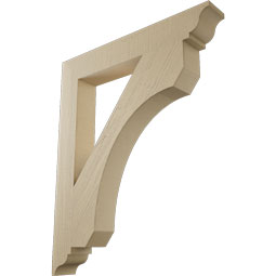 Ekena Millwork - BKTUR055X38X46LEC01RCPR - Timberthane Faux Wood Legacy Style Bracket, Traditional Ends, 5 1/2"W x 38"D x 46"H, Primed Tan