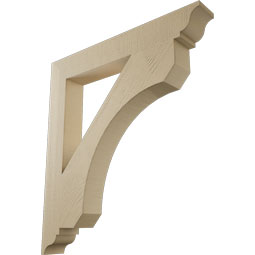 Ekena Millwork - BKTUR055X40X44LEC01RCPR - Timberthane Faux Wood Legacy Style Bracket, Traditional Ends, 5 1/2"W x 40"D x 44"H, Primed Tan