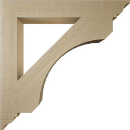 Ekena Millwork - BKTUR055X42X42LEC01RCPR - Timberthane Faux Wood Legacy Style Bracket, Traditional Ends, 5 1/2"W x 42"D x 42"H, Primed Tan