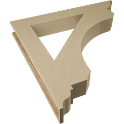 Ekena Millwork - BKTUR055X42X42LEC01RCPR - Timberthane Faux Wood Legacy Style Bracket, Traditional Ends, 5 1/2"W x 42"D x 42"H, Primed Tan
