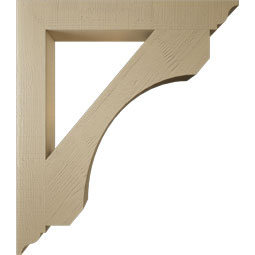 Ekena Millwork - BKTUR055X42X48LEC01RCPR - Timberthane Faux Wood Legacy Style Bracket, Traditional Ends, 5 1/2"W x 42"D x 48"H, Primed Tan