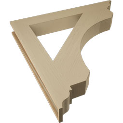 Ekena Millwork - BKTUR055X44X44LEC01RCPR - Timberthane Faux Wood Legacy Style Bracket, Traditional Ends, 5 1/2"W x 44"D x 44"H, Primed Tan