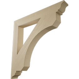 Ekena Millwork - BKTUR055X44X44LEC01RCPR - Timberthane Faux Wood Legacy Style Bracket, Traditional Ends, 5 1/2"W x 44"D x 44"H, Primed Tan