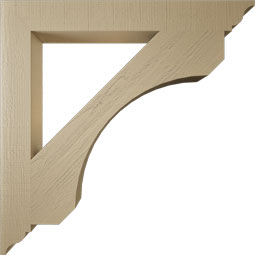 Ekena Millwork - BKTUR055X46X46LEC01RCPR - Timberthane Faux Wood Legacy Style Bracket, Traditional Ends, 5 1/2"W x 46"D x 46"H, Primed Tan