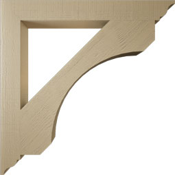 Ekena Millwork - BKTUR055X48X48LEC01RCPR - Timberthane Faux Wood Legacy Style Bracket, Traditional Ends, 5 1/2"W x 48"D x 48"H, Primed Tan