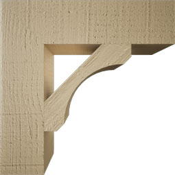 Ekena Millwork - BKTUR035X14X14LEC05RCPR - Timberthane Faux Wood Legacy Style Bracket, Block Ends, 3 1/2"W x 14"D x 14"H, Primed Tan